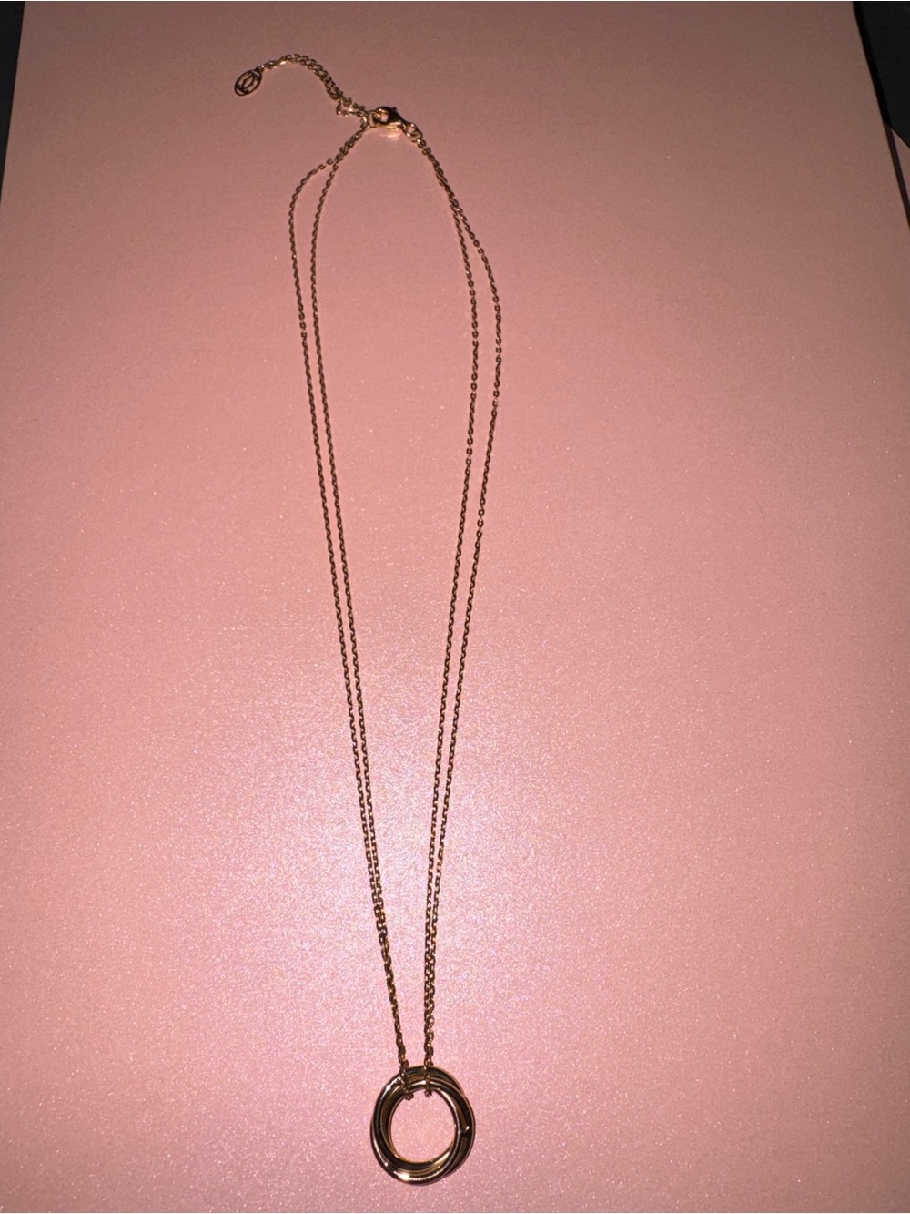 Inspired Real Saudi Gold Double-Ring Pendant Necklace